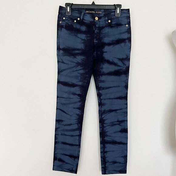 Michael Kors Skinny Jeans Size 0 tie dye Blue NEW - Picture 2 of 11